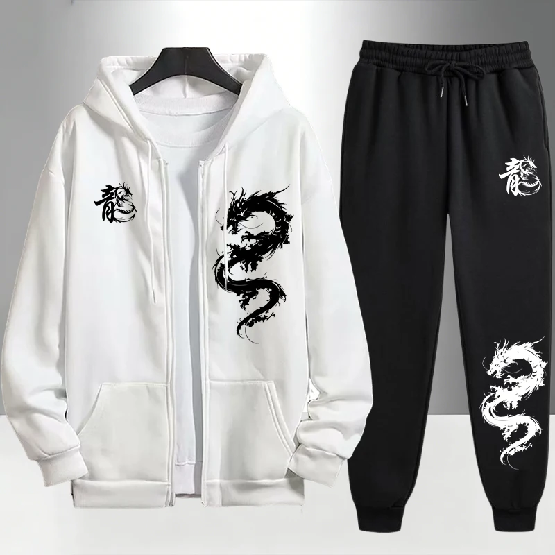 Mens Fashion Urban - Chinees drakenprint trainingspak voor heren, sweatshirt