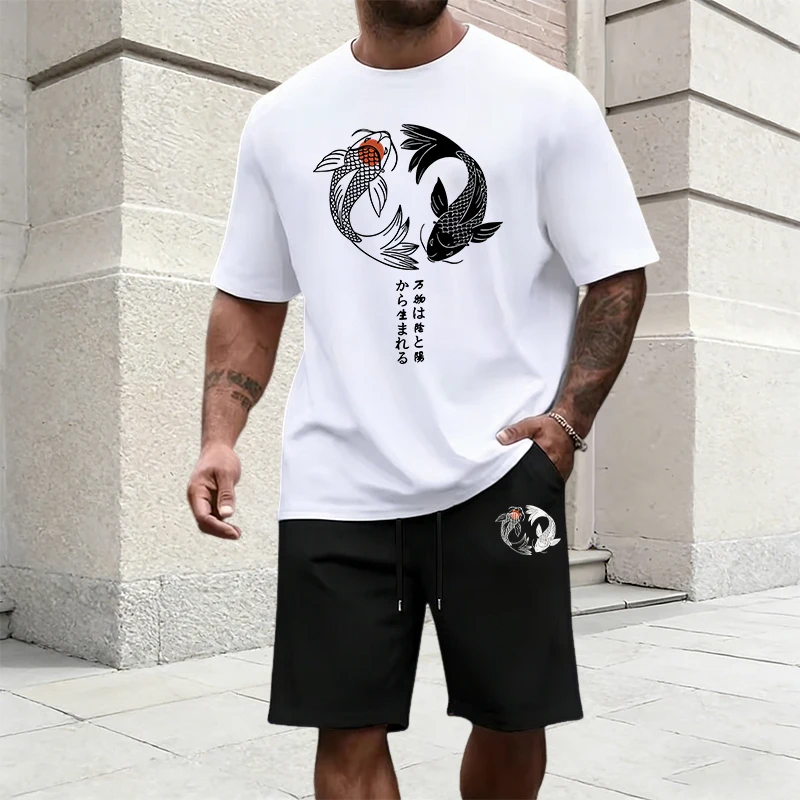 Mens Fashion Urban - Japans Yinyang-patroon trainingspak voor heren, katoenen