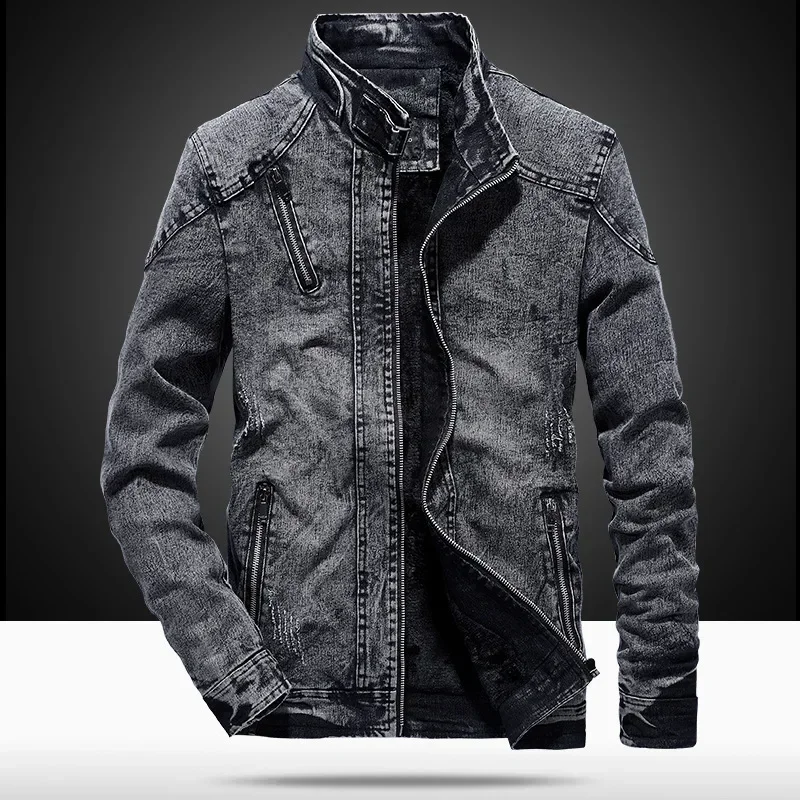 Men'S Fashion Light Jacket - Heren denim jasje Koreaanse mode lichtblauw