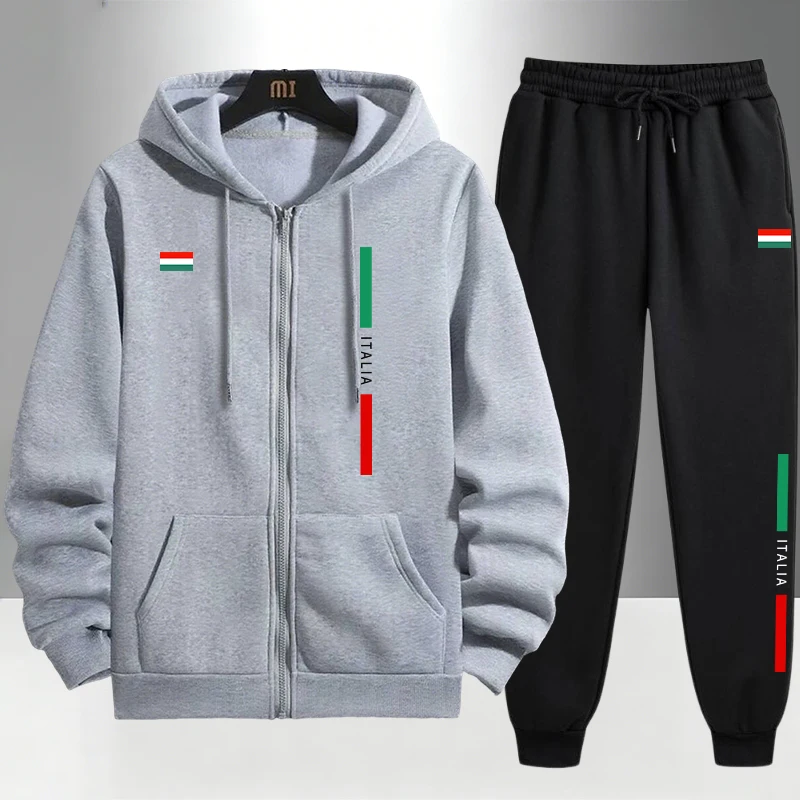 Mens Fashion Urban - Italiaanse mode heren set met ritsjas
