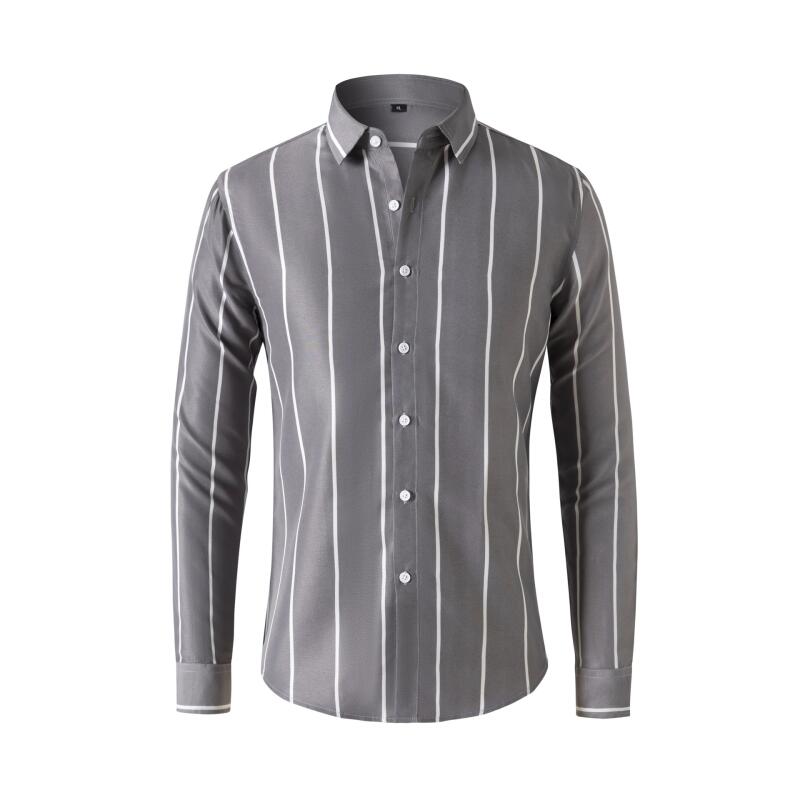 Men'S Fashion Formal - Heren gestreept overhemd met lange mouwen,