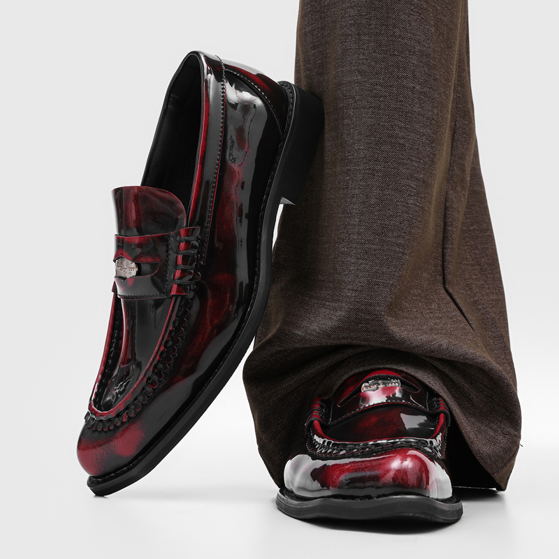 Men'S Fashion Accessories - Britse stijl heren glanzende gradientkleur loafers