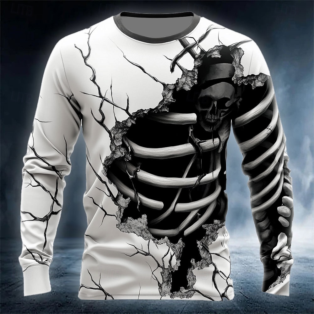 Men'S Fashion Y2K - Grappig 3D Schedelprint Heren T-shirt Mode